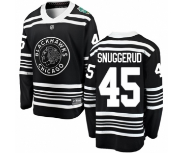 Men's Chicago Blackhawks #45 Luc Snuggerud Black 2019 Winter Classic Fanatics Branded Breakaway NHL Jersey