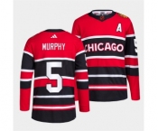 Men's Chicago Blackhawks #5 Connor Murphy Red Black 2022 Reverse Retro Stitched Jersey