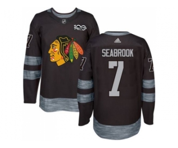 Men's Chicago Blackhawks #7 Brent Seabrook Black 1917-2017 100th Anniversary Stitched NHL Jersey