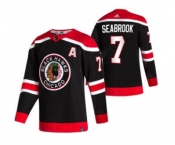 Men's Chicago Blackhawks #7 Brent Seabrook Black 2020-21 Reverse Retro Alternate Hockey Jersey