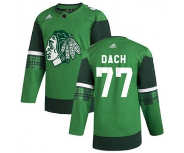 Men's Chicago Blackhawks #77 Kirby Dach 2020 St. Patrick's Day Stitched Hockey Jersey Green