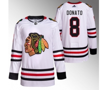 Men's Chicago Blackhawks #8 Ryan Donato White Stitched Hockey Jersey