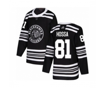 Men's Chicago Blackhawks #81 Marian Hossa Authentic Black Alternate Hockey Jersey