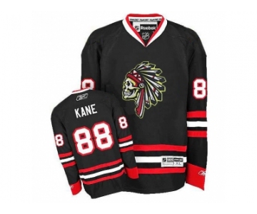 Men's Chicago Blackhawks #88 Patrick Kane Reebok Premier Black Skull Ice Hockey Jersey