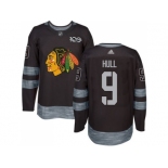 Men's Chicago Blackhawks #9 Bobby Hull Black 1917-2017 100th Anniversary Stitched NHL Jersey