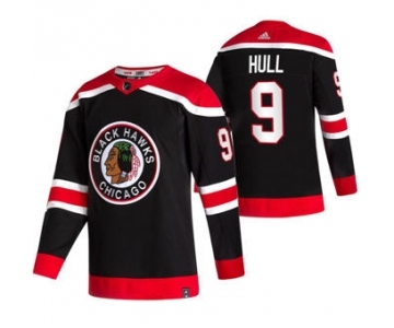 Men's Chicago Blackhawks #9 Bobby Hull Black 2020-21 Reverse Retro Alternate Hockey Jersey