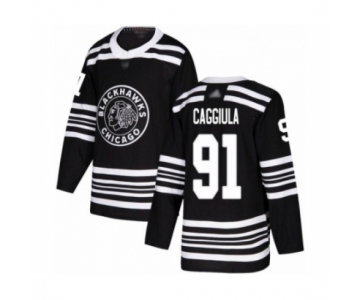 Men's Chicago Blackhawks #91 Drake Caggiula Authentic Black Alternate Hockey Jersey