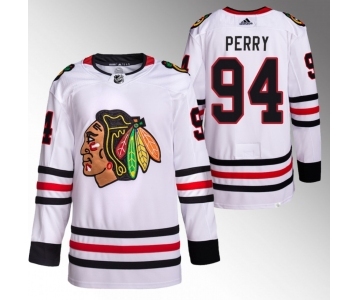 Men's Chicago Blackhawks #94 Corey Perry White Stitched Hockey Jersey