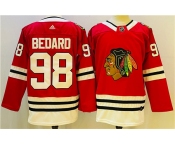 Men's Chicago Blackhawks #98 Connor Bedard Red Black Stitched Jersey