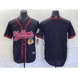 Men's Chicago Blackhawks Blank Black Cool Base Stitched Baseball Jersey