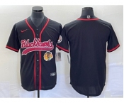 Men's Chicago Blackhawks Blank Black Cool Base Stitched Baseball Jersey