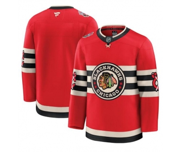 Men's Chicago Blackhawks Blank Red 2024-25 Winter Classic Stitched Hockey Jersey