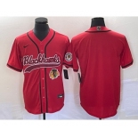 Men's Chicago Blackhawks Blank Red Cool Base Stitched Baseball Jersey