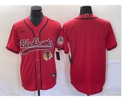 Men's Chicago Blackhawks Blank Red Cool Base Stitched Baseball Jersey