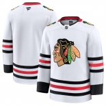 Men's Chicago Blackhawks Blank White 2024-25 Away Stitched Hockey Jersey