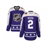 Men's Reebok Chicago Blackhawks #2 Duncan Keith Authentic Purple Central Division 2017 All-Star NHL Jersey