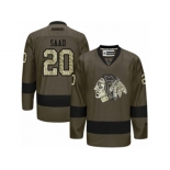 Men's Reebok Chicago Blackhawks #20 Brandon Saad Premier Green Salute to Service NHL Jersey