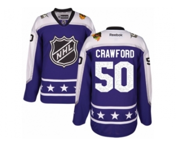 Men's Reebok Chicago Blackhawks #50 Corey Crawford Authentic Purple Central Division 2017 All-Star NHL Jersey