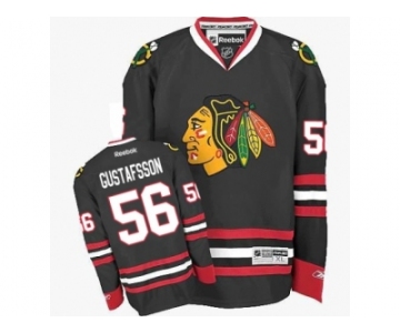 Men's Reebok Chicago Blackhawks #56 Erik Gustafsson Authentic Black Third NHL Jersey