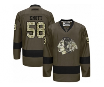 Men's Reebok Chicago Blackhawks #58 Graham Knott Authentic Green Salute to Service NHL Jersey