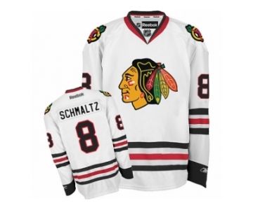 Men's Reebok Chicago Blackhawks #8 Nick Schmaltz Premier White Away NHL Jersey