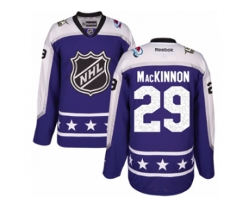 Men's Reebok Colorado Avalanche #29 Nathan MacKinnon Authentic Purple Central Division 2017 All-Star NHL Jersey