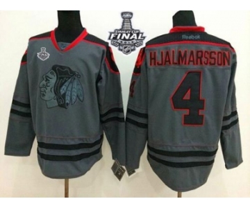 NHL Blackhawks #4 Niklas Hjalmarsson Charcoal Cross Check Fashion 2015 Stanley Cup Stitched Jerseys