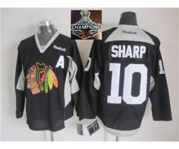 NHL Chicago Blackhawks #10 Patrick Sharp Black Practice 2015 Stanley Cup Champions jerseys