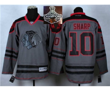 NHL Chicago Blackhawks #10 Patrick Sharp Charcoal Cross Check Fashion 2015 Stanley Cup Champions jerseys