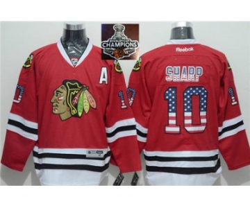 NHL Chicago Blackhawks #10 Patrick Sharp Red USA Flag Fashion 2015 Stanley Cup Champions jerseys