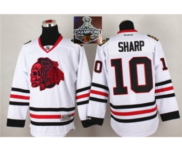 NHL Chicago Blackhawks #10 Patrick Sharp White(Red Skull) 2014 Stadium Series 2015 Stanley Cup Champions jerseys