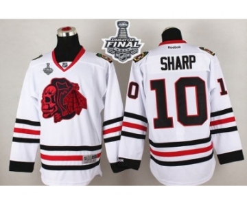 NHL Chicago Blackhawks #10 Patrick Sharp White(Red Skull) 2015 Stanley Cup Stitched Jerseys