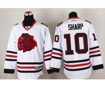 NHL Chicago Blackhawks #10 Patrick Sharp White(Red Skull) Stitched Jerseys