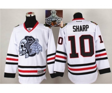 NHL Chicago Blackhawks #10 Patrick Sharp White(White Skull) 2014 Stadium Series 2015 Stanley Cup Champions jerseys