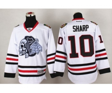 NHL Chicago Blackhawks #10 Patrick Sharp White(White Skull) Stitched Jerseys