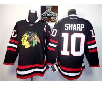 NHL Chicago Blackhawks #10 Patrick Sharp with A patch Black 2014 Stadium Series 2015 Stanley Cup Champions jerseys