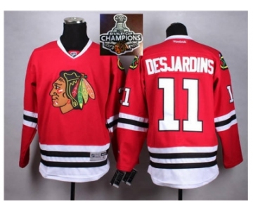 NHL Chicago Blackhawks #11 Desjardins Red 2015 Stanley Cup Champions jerseys