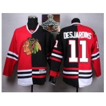 NHL Chicago Blackhawks #11 Desjardins Red Black Split 2015 Stanley Cup Champions jerseys