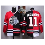 NHL Chicago Blackhawks #11 Desjardins Red Black Split White Shull 2015 Stanley Cup Champions jerseys