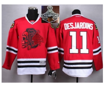 NHL Chicago Blackhawks #11 Desjardins Red(Red Skull) 2014 Stadium Series 2015 Stanley Cup Champions jerseys