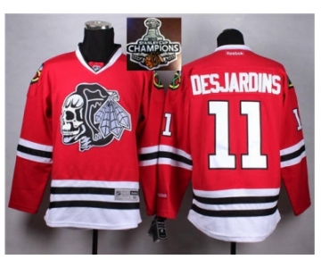 NHL Chicago Blackhawks #11 Desjardins Red(White Skull) 2014 Stadium Series 2015 Stanley Cup Champions jerseys