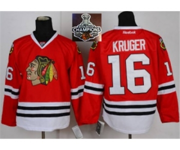 NHL Chicago Blackhawks #16 Kruger Red 2015 Stanley Cup Champions jerseys