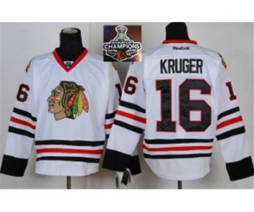 NHL Chicago Blackhawks #16 Kruger White 2015 Stanley Cup Champions jerseys