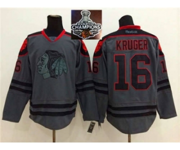 NHL Chicago Blackhawks #16 Marcus Kruger Charcoal Cross Check Fashion 2015 Stanley Cup Champions jerseys