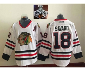 NHL Chicago Blackhawks #18 VINTAGE Denis SAVARD White CCM 2015 Stanley Cup Champions jerseys