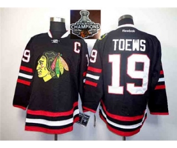 NHL Chicago Blackhawks #19 Jonathan Toews Black 2014 Stadium Series 2015 Stanley Cup Champions jerseys