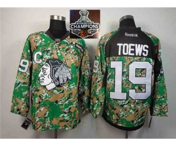 NHL Chicago Blackhawks #19 Jonathan Toews Camo Veterans Day Practice 2015 Stanley Cup Champions jerseys