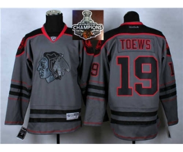 NHL Chicago Blackhawks #19 Jonathan Toews Charcoal Cross Check Fashion 2015 Stanley Cup Champions jerseys