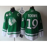 NHL Chicago Blackhawks #19 Jonathan Toews Green St. Patty's Day 2015 Stanley Cup Stitched Jerseys