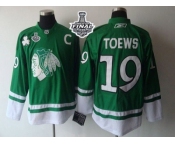 NHL Chicago Blackhawks #19 Jonathan Toews Green St. Patty's Day 2015 Stanley Cup Stitched Jerseys